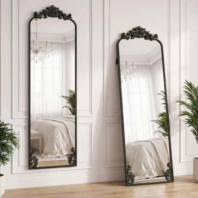 HOMCOM Full-Length Floor Mirror Baroque Metal Frame 50x160cm