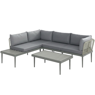 Outsunny 3-Piece Rattan Sofa Set Grey