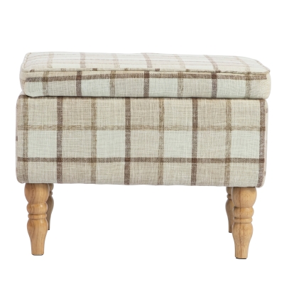 HOMCOM Storage Footstool Linen Fabric Rectangular Brown