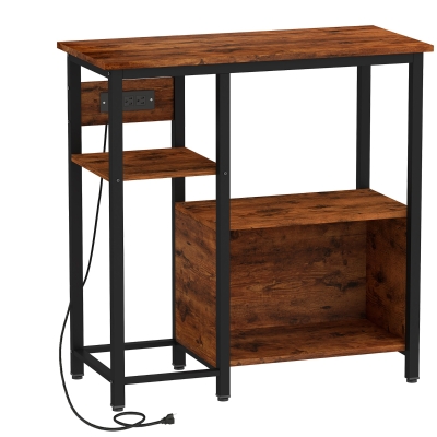 PawHut Aquarium Stand Cabinet Power Outlets Tiger Wood Grain