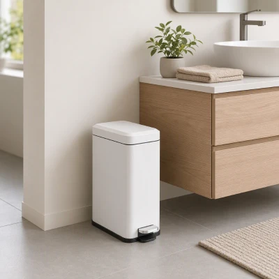HOMCOM 5L Compact Bin Steel Quiet-Close Lid White