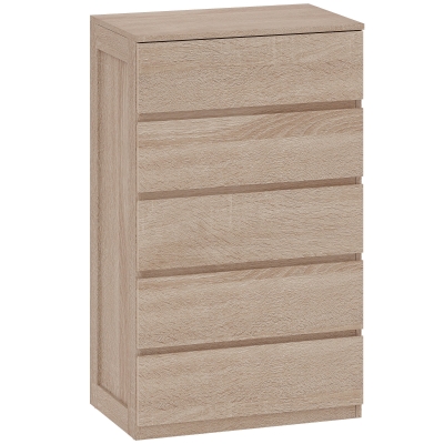 HOMCOM Cassettiera 5 Cassetti 60cm x 39cm x 100cm Color Legno
