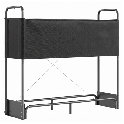 Outsunny Râtelier à bûches Acier Galvanisé 300kg Noir Intérieur Extérieur
