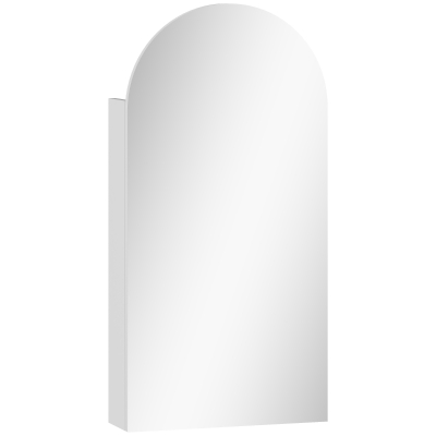 HOMCOM Arched Mirror Cabinet with Glass Shelves - White