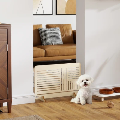 PawHut Portable Dog Gate Natural Wood 75x51cm