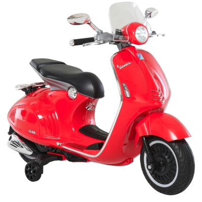 HOMCOM Moto Elettrica per Bambini con Rotelle Luci e Suoni Rossa
