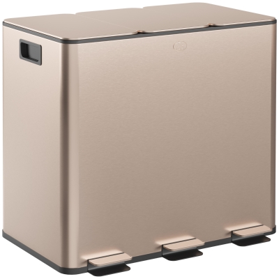 HOMCOM 45L Stainless Steel Triple Compartment Bin Gold