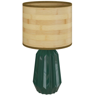 HOMCOM Lámpara de Mesa con Base de Cerámica y Pantalla de Lino Estilo Retro para Dormitorio 40W Verde y Madera Natural