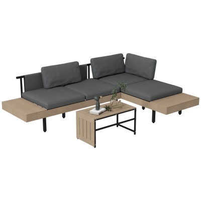Outsunny 3-Piece 'L' Garden Sofa Set Grey