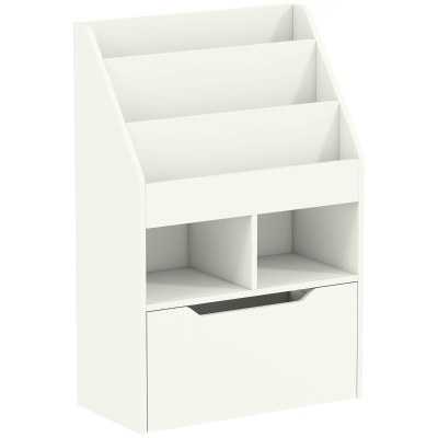 HOMCOM Kinderregal mit Schublade, Bücherregal mit Fächern, 60 x 29,9 x 90 cm, Weiß
