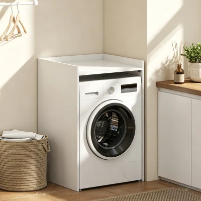 HOMCOM Armoire Salle de Bain Blanche avec Étagère 64x60x97,5 cm