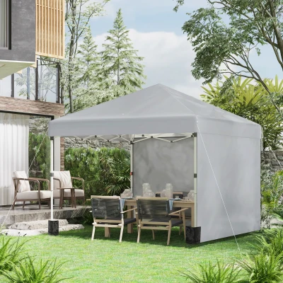 Outsunny Pop Up Gazebo 3x3m with Sidewalls Light Grey