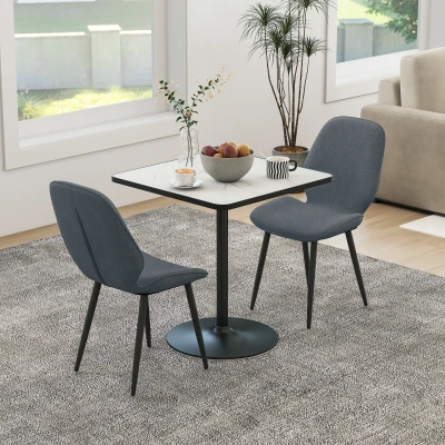 HOMCOM Set 2 Sedie da Pranzo con Schienale Ricurvo Grigio e Nero