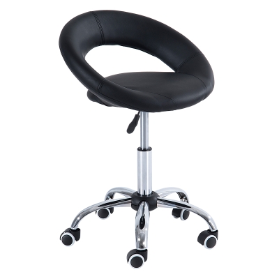 HOMCOM Tabouret Massage Pivotant Similicuir Noir