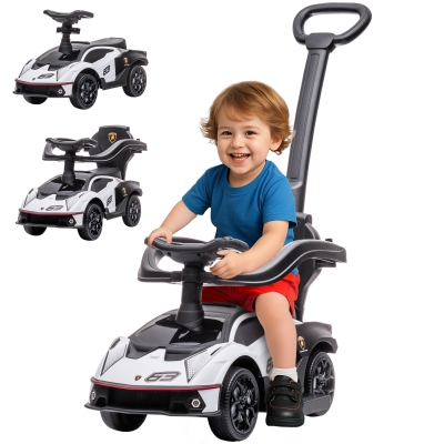 AIYAPLAY 2-in-1 Baby Push Car White for 1-3 Years