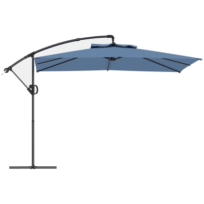 Outsunny Parasol Déporté 3x3m Inclinable Rotatif Toile Bleu