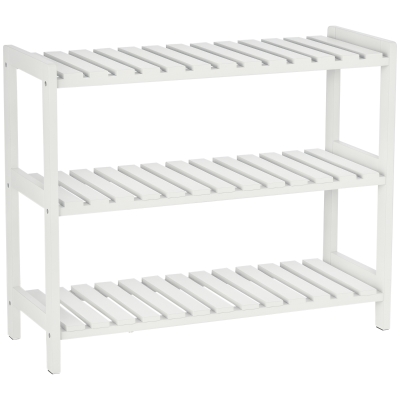 HOMCOM Zapatero de Madera de 3 Niveles Zapatero Recibidor para 9 Pares de Zapatos para Entrada Pasillo 70x26x57,5 cm Blanco