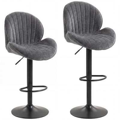 HOMCOM Tabourets Bar Pivotants Réglables 62-83cm Gris Lot de 2