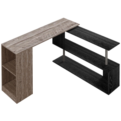 HOMCOM Scrivania Angolare Salvaspazio con Ripiano in Legno Grigio