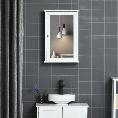kleankin Specchio Bagno Contenitore con Ripiano Regolabile
