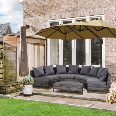Outsunny Rattan Patio Sofa Set 4-Seater with Cushions Grey
