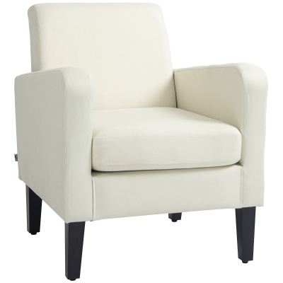 HOMCOM Poltroncina da Camera Moderna in Tessuto 66x72x74 cm Crema