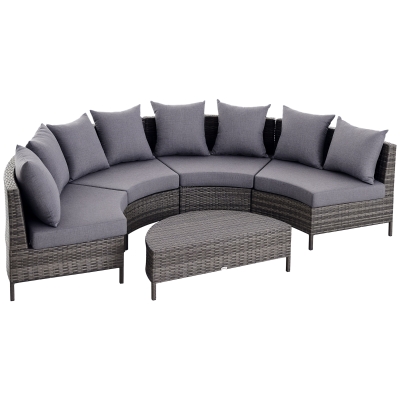 Outsunny Rattan Patio Sofa Set 4-Seater with Cushions Grey
