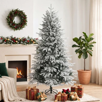 HOMCOM Árvore de Natal com neve artificial 180 cm com 1.920 pontas, sistema dobrável, artificial, de perfil cheio