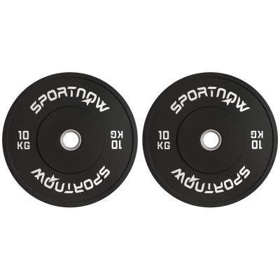 SPORTNOW Hantelscheiben-Set, 2 x 10 kg, olympischer Standard, Gummi, geräuscharm, Schwarz