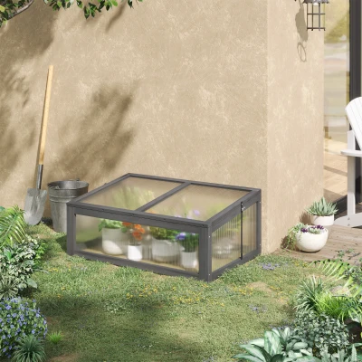Outsunny Wooden Cold Frame Greenhouse Grey 100x65cm