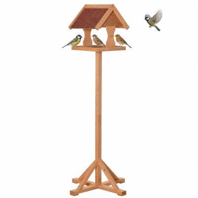 PawHut Wooden Bird Table Freestanding Feeder Garden 55x55x144cm