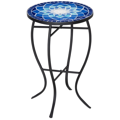Outsunny Tavolino da giardino 35.5cm x 35.5cm x 53.5cm Blu