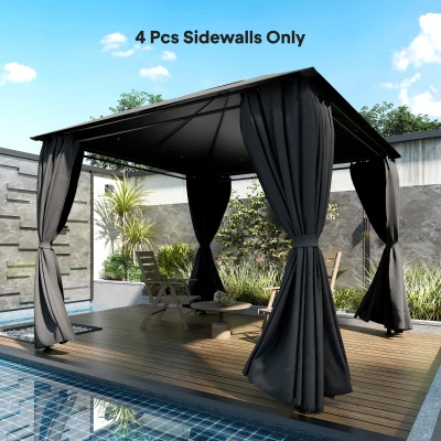 Outsunny Gazebo Curtains 4 Pack, 3x3m, Dark Grey