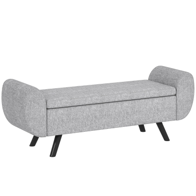 HOMCOM Upholstered Storage Bench Rubberwood Legs Dark Grey