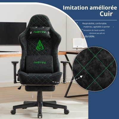 Chaise gaming ergonomique, Noir