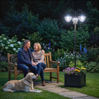 Outdoor Lamp Post 60L x 55W x 189H cm Black