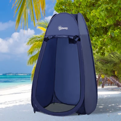 Outsunny Tienda de Ducha Pop Up con Protección UV Techo Impermeable y Asa para Camping Playa 100x100x185 cm Azul Turquí