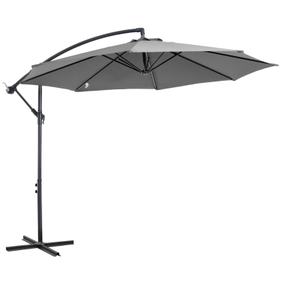 Outsunny Zonnescherm afneembare parasol, zweefparasol, zwengelparasol met handkruk, grijs