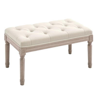 HOMCOM Tufted Bed End Stool Accent Bench Beige