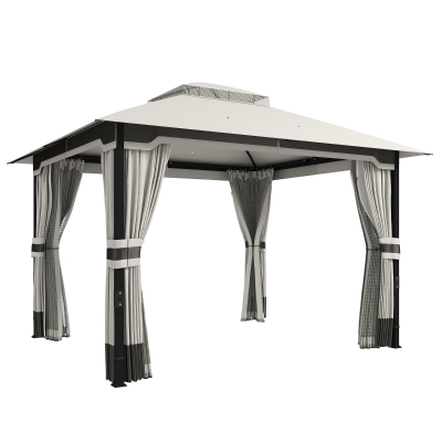 Outsunny Garden Gazebo with Netting Light Grey 3x3.6m