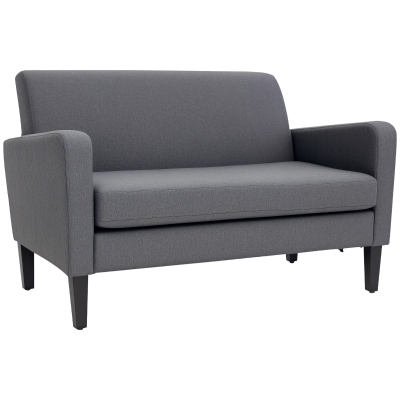 HOMCOM Modern 2-Seat Sofa Loveseat Grey with Wood Legs
