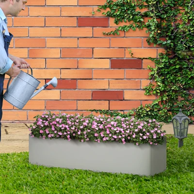 Outsunny stalen plantenbak met afvoergat voor balkon