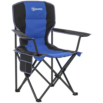 Outsunny Sedia Campeggio Pieghevole con Portabicchieri Borsa Blu