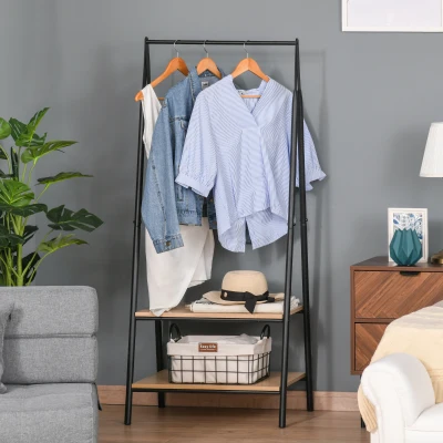 HOMCOM Freestanding Clothes Rack with Shelves Black 64x42.5cm