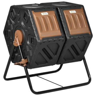 Outdoor Composter 67L x 60W x 77H cm Dark Brown and Black