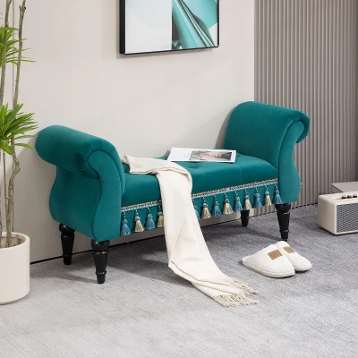 HOMCOM Gestoffeerde Bank, Zitbank, Vintage Ontwerp, tot 150 kg, 117x40x58 cm, Groen