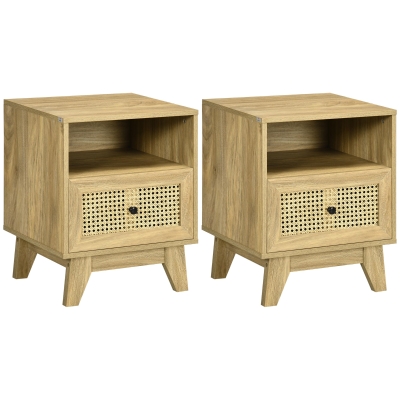 HOMCOM Lot de 2 Tables de Chevet Vintage avec Tiroir et Niche