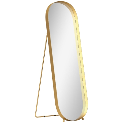HOMCOM Volledige Lichaamsspiegel met Metalen Frame, 160 x 50 cm, Gouden Frame, voor Woonkamer, Slaapkamer