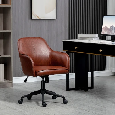 Vinsetto Bureaustoel, in hoogte verstelbaar, draaifunctie, 58,5 cm x 62 cm x 91 cm, Bruin