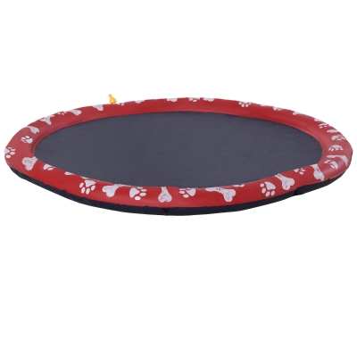 PawHut Hondenbad, met waterspuit, opvouwbaar, antislip, stevig, kunststof, Ø150 cm, Rood